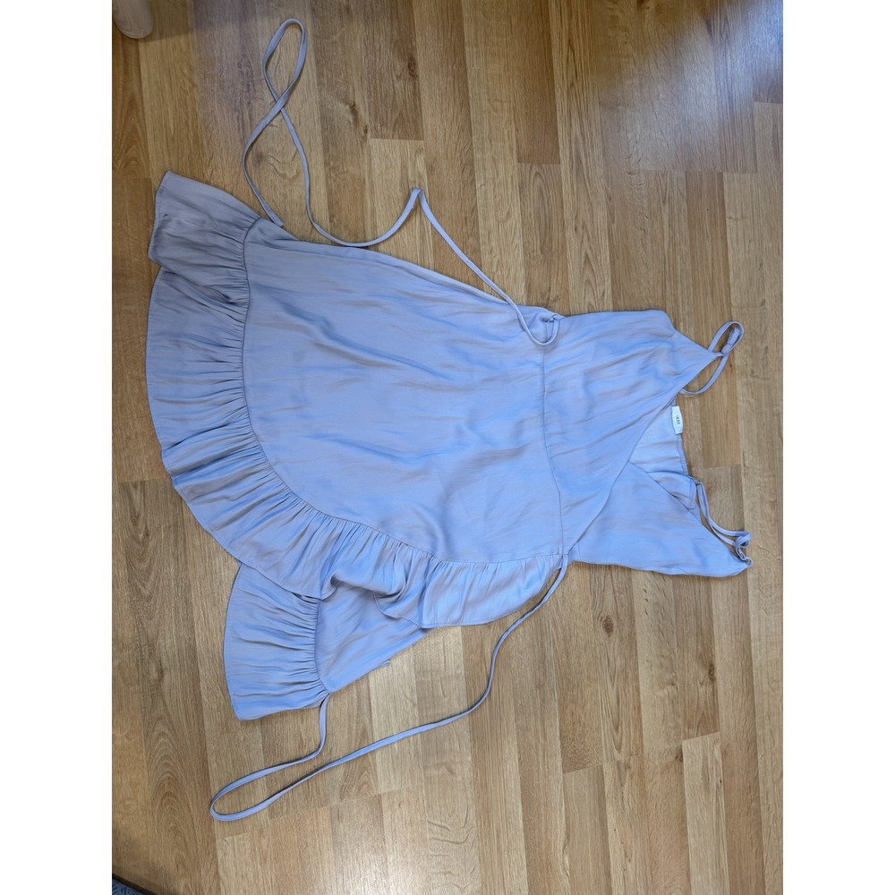 Intimately Free People Wrap Dress Periwinkle Blue Ruffle Hem Large L Slip Dress